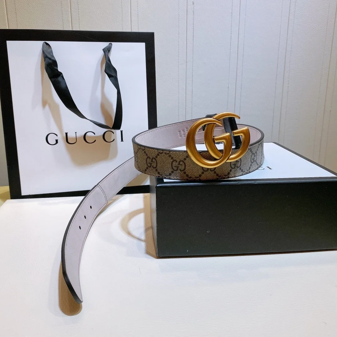 Gucci GG Belt With Double G Buckle Beige/Black, Women - Image 3