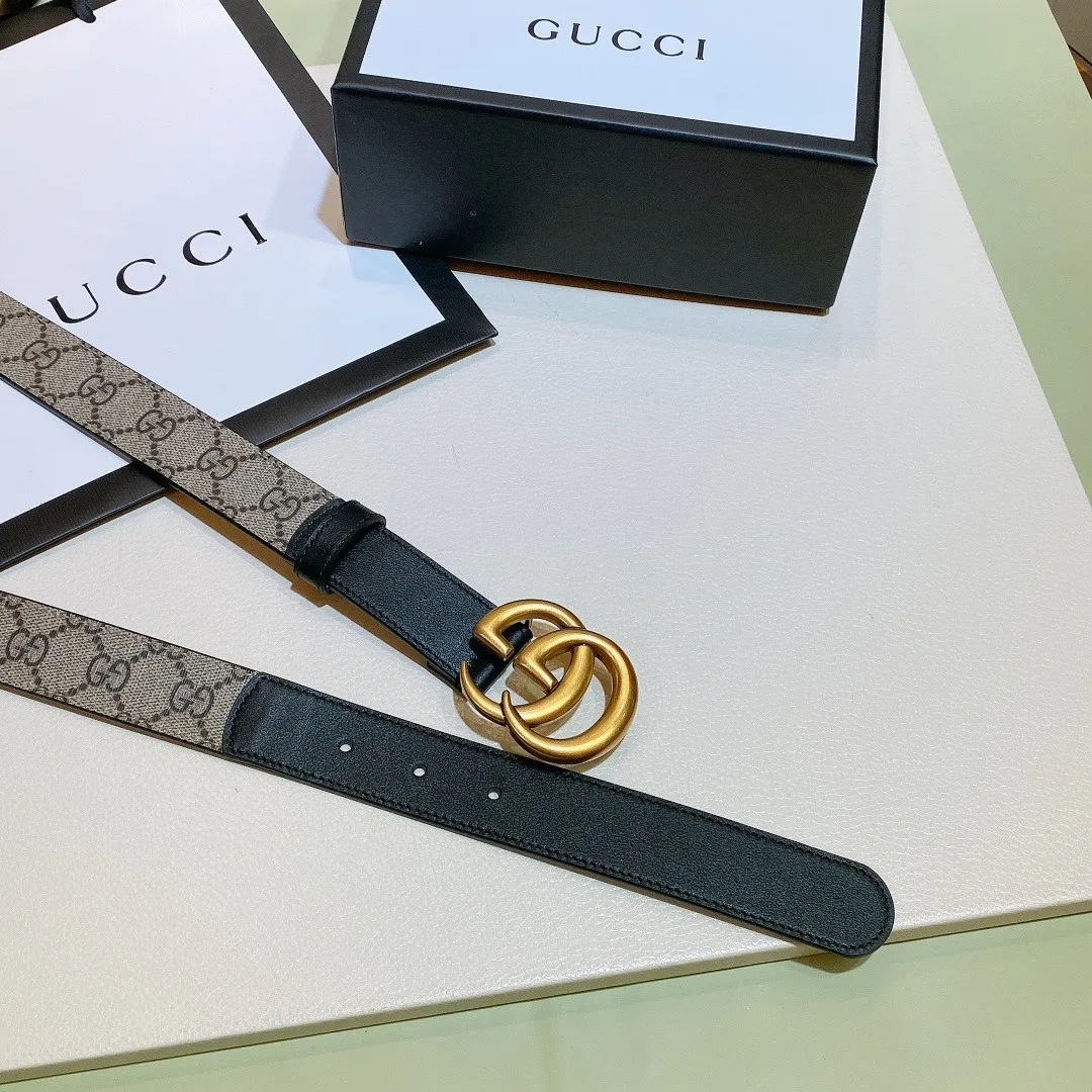 Gucci GG Belt With Double G Buckle Beige/Black, Women - Image 4