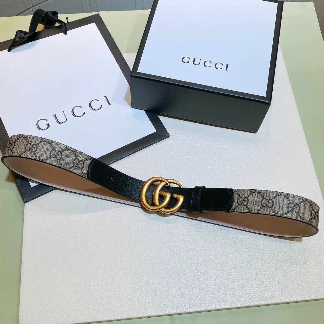 Gucci GG Belt With Double G Buckle Beige/Black, Women - Image 5