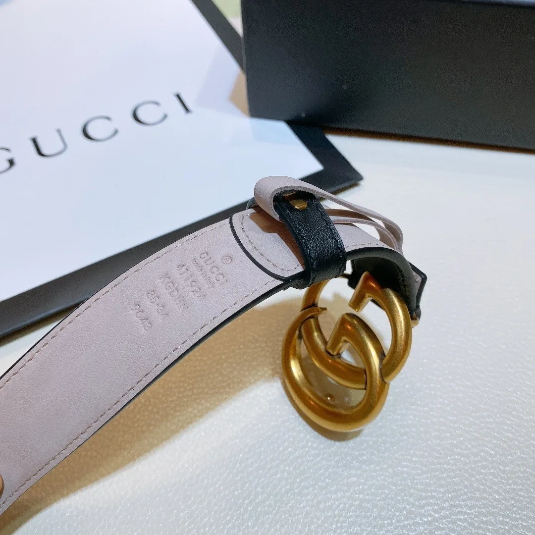 Gucci GG Belt With Double G Buckle Beige/Black, Women - Image 6