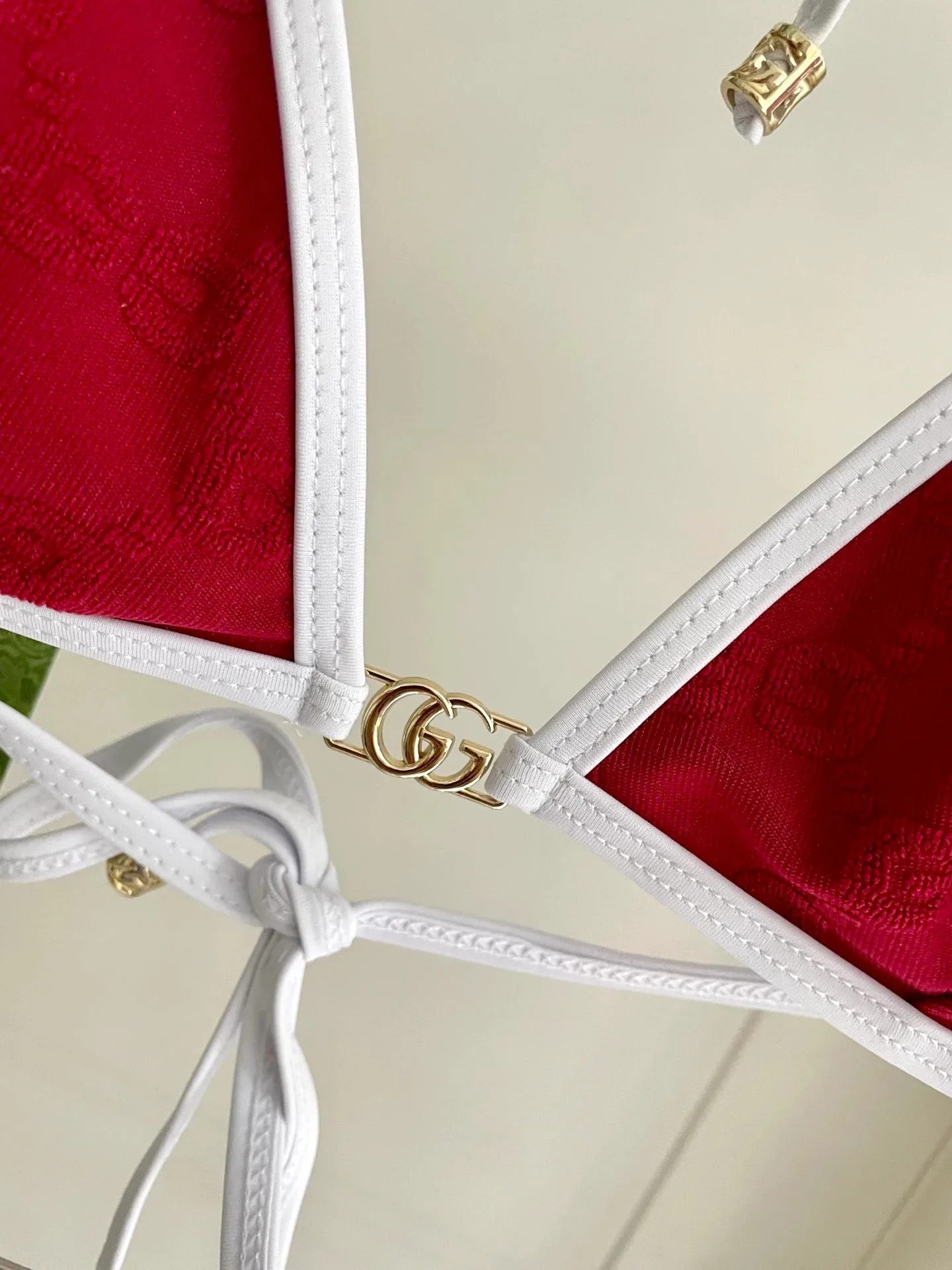 Gucci GG Jacquard Triangle Bikini Red - Image 10