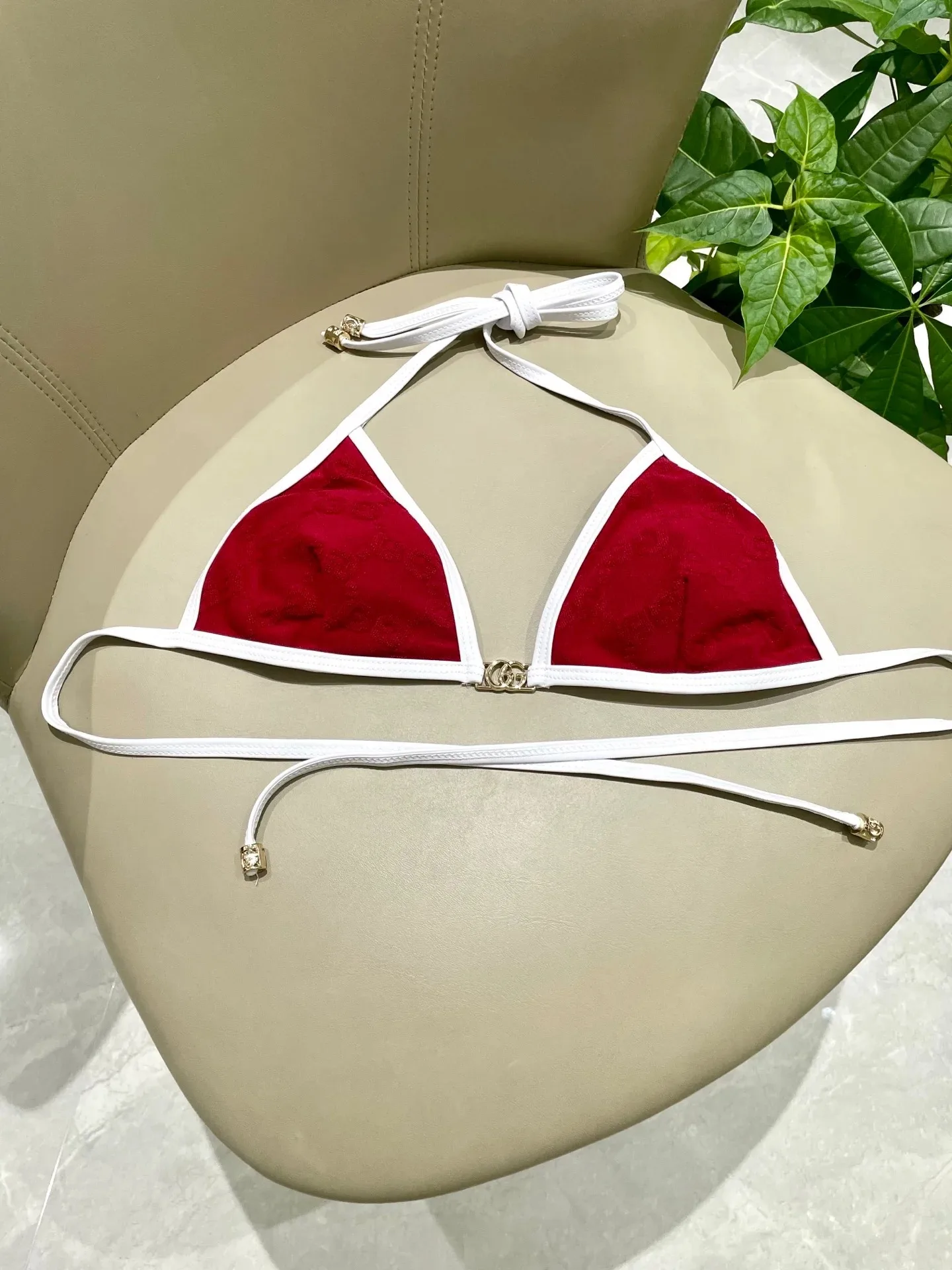 Gucci GG Jacquard Triangle Bikini Red - Image 12