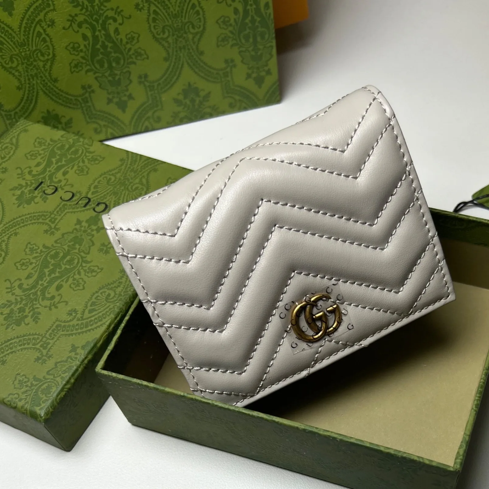 Alternative view of Gucci GG Marmont Card Case Wallet Light Grey For / Women