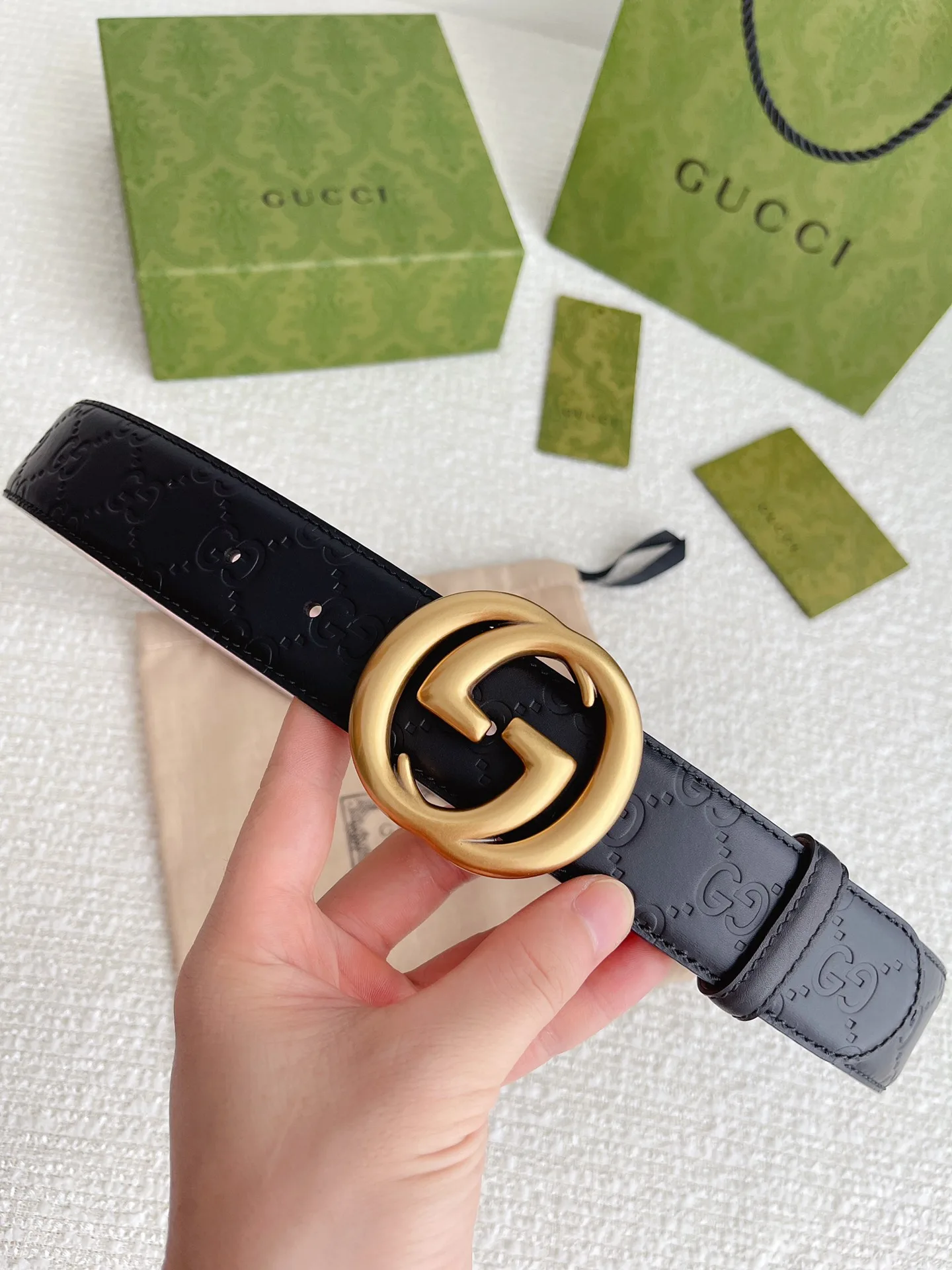 Gucci GG Marmont Embossed Monogram Belt Black - Image 3