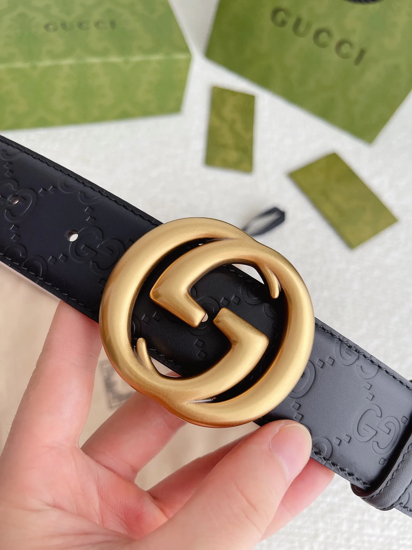 Gucci GG Marmont Embossed Monogram Belt Black - Image 4