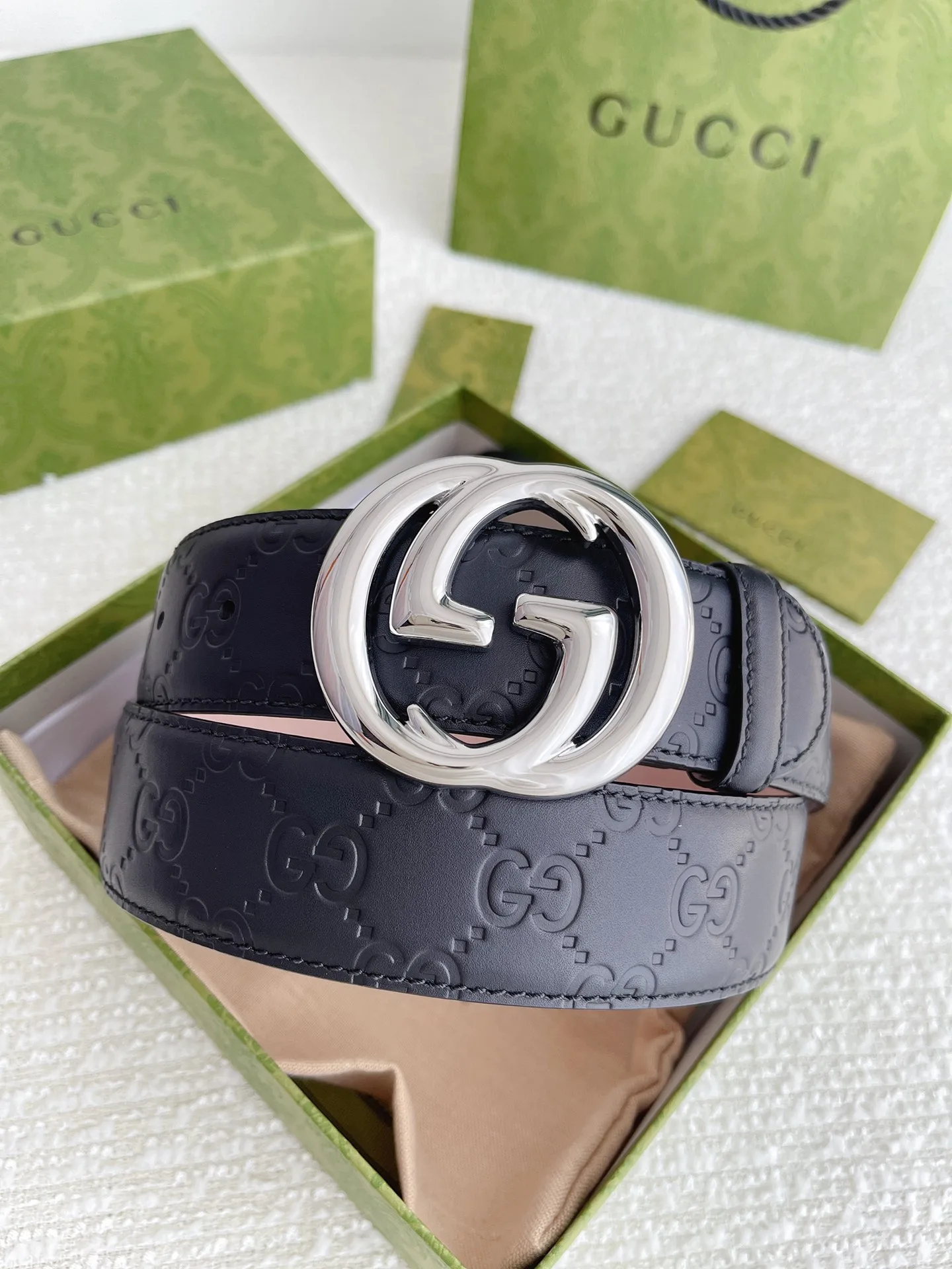 Alternative view of Gucci GG Marmont Embossed Monogram Belt Black With Gold-Toned Buckle