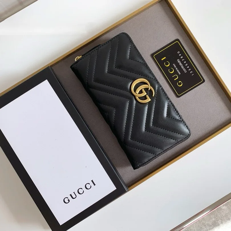 Alternative view of Gucci GG Marmont Zip Around Wallet Black /