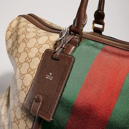 Gucci GG Medium In Web Duffle Bag / Sand/ Dark Brown Gold Hardware - Image 11