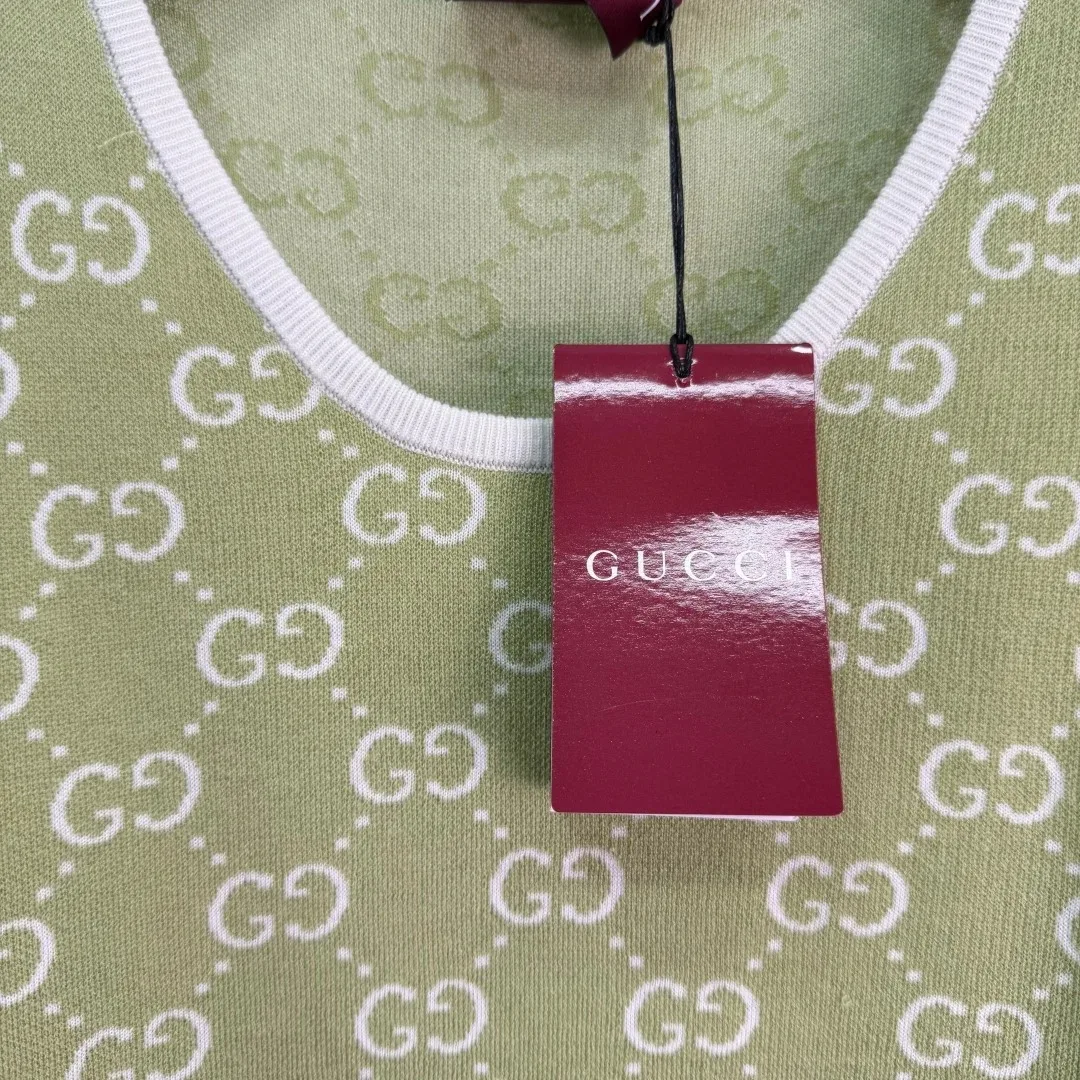 Gucci GG Monogram Sleeveless Top Sage Green - Image 7