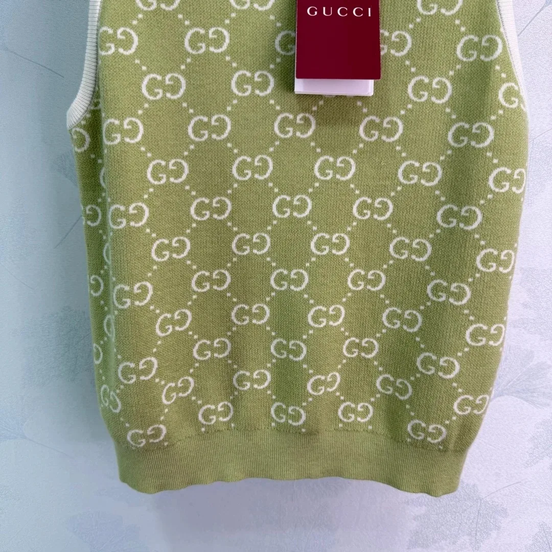 Gucci GG Monogram Sleeveless Top Sage Green - Image 8