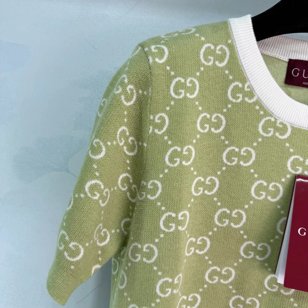 Gucci GG Monogram T-Shirt Sage Green - Image 6
