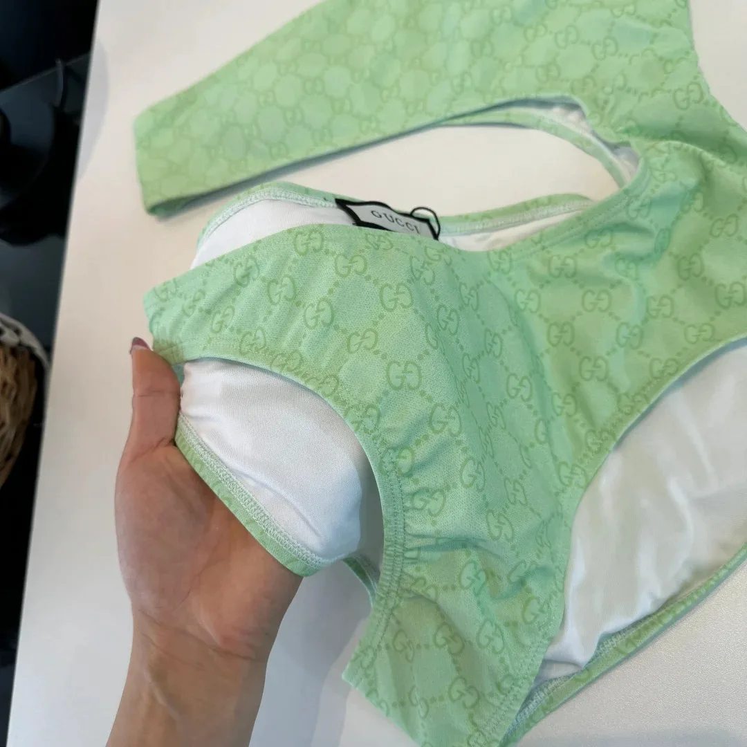 Gucci GG Printed Cutout Swimsuit Light Green - Image 7