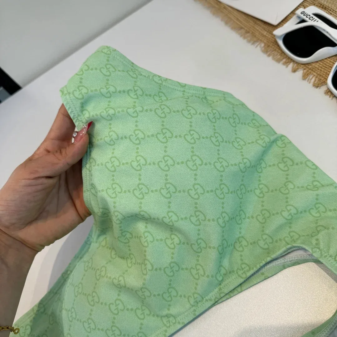 Gucci GG Printed Cutout Swimsuit Light Green - Image 8