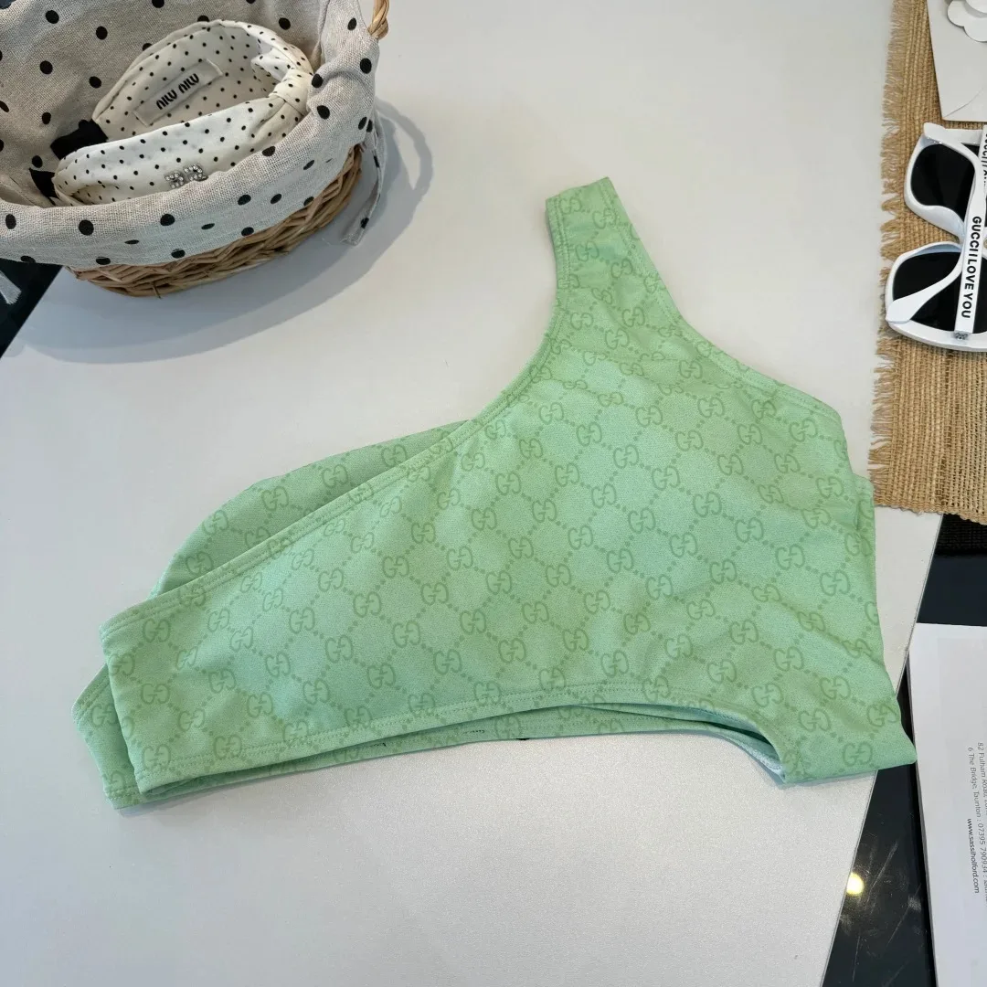 Gucci GG Printed Cutout Swimsuit Light Green - Image 9