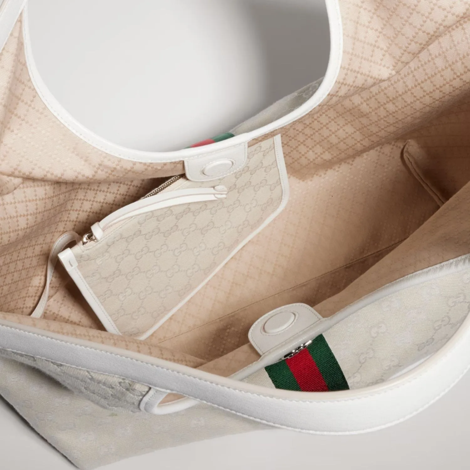 Gucci Giglio Large Tote Bag / White Silver Hardware - Image 5