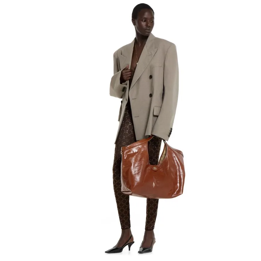 Gucci Giglio Large Tote Bag / Dark Brown Gold Hardware - Image 2