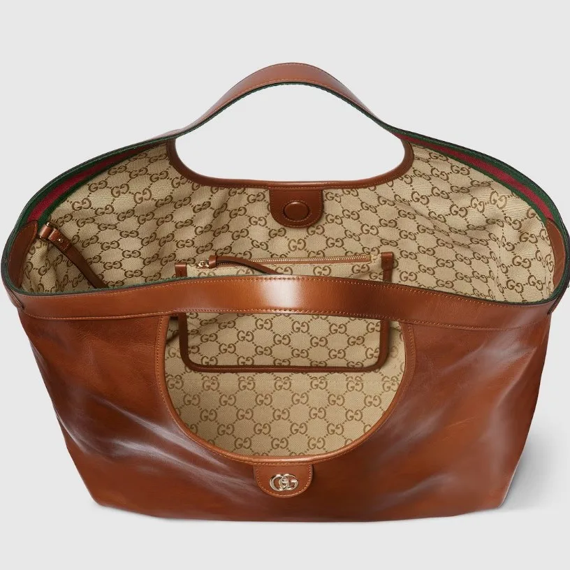 Gucci Giglio Large Tote Bag / Dark Brown Gold Hardware - Image 7