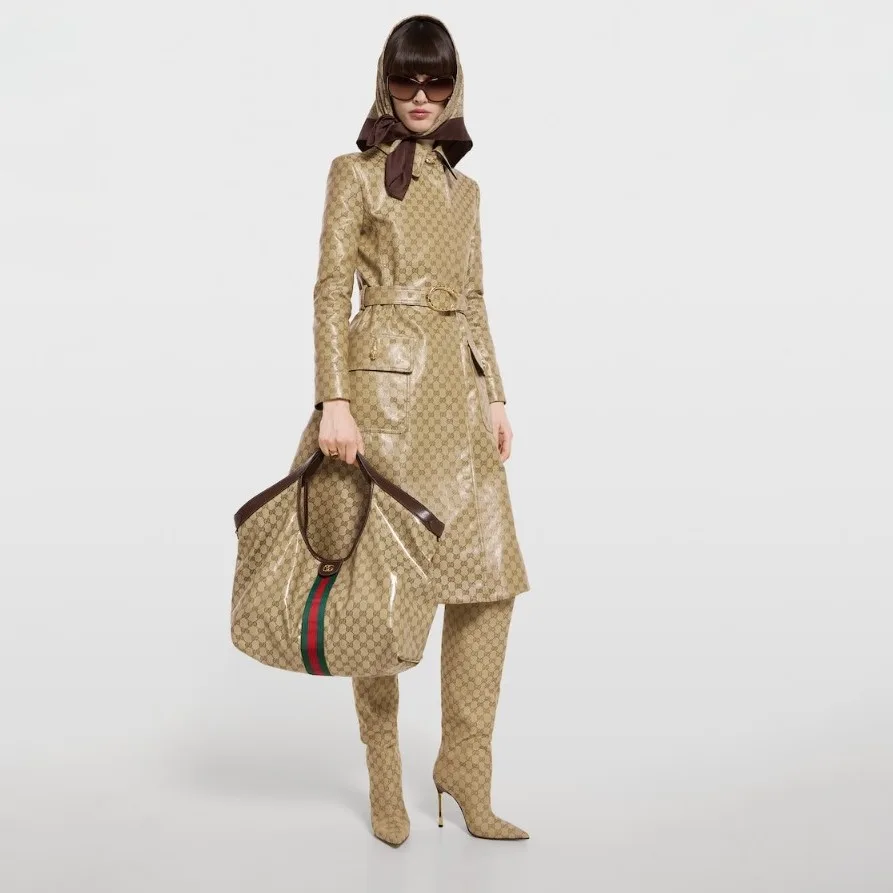 Gucci Giglio Large Tote Bag / Sand And Brown Gold Hardware - Image 2