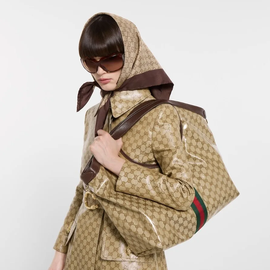Gucci Giglio Large Tote Bag / Sand And Brown Gold Hardware - Image 3