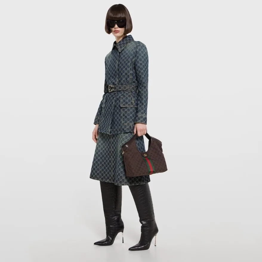 Gucci Giglio Small Tote Bag / Dark Brown Gold Hardware - Image 5