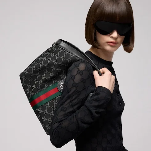 Alternative view of Gucci Giglio Small Tote Bag / Black Denim Palladium Hardware