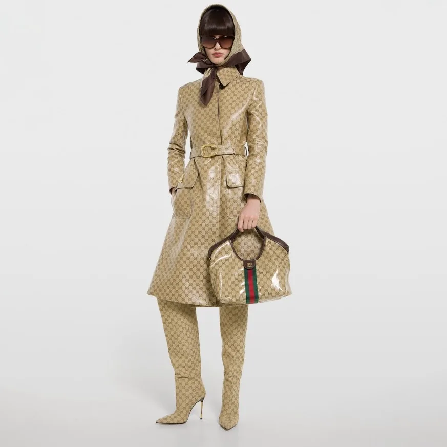 Gucci Giglio Small Tote Bag / Sand And Brown Gold Hardware - Image 3