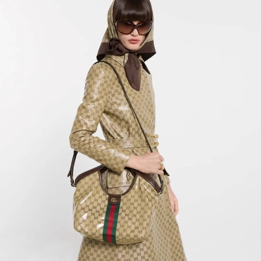 Alternative view of Gucci Giglio Small Tote Bag / Sand And Brown Gold Hardware