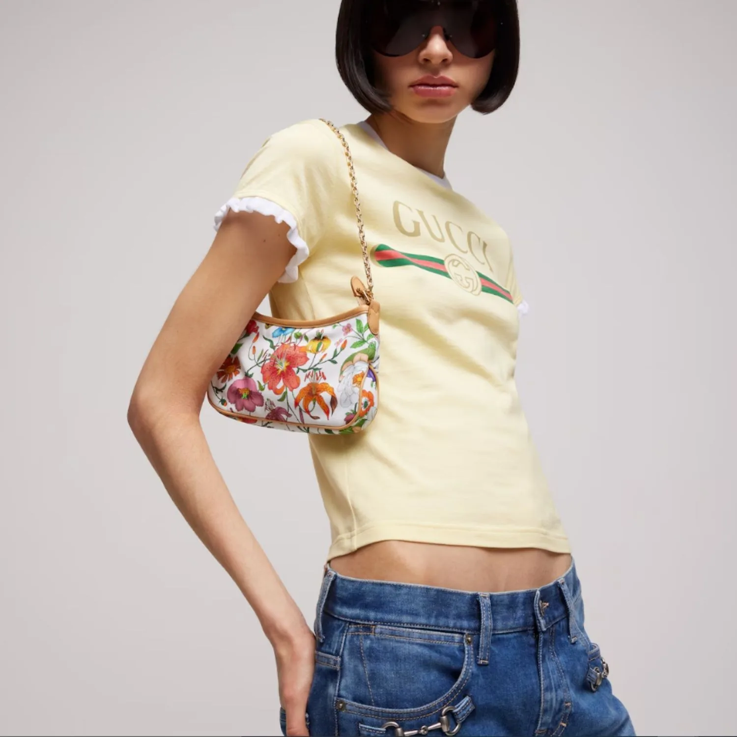 Alternative view of Gucci Gossip Small Shoulder Bag / White/ Multicolor Gold Hardware