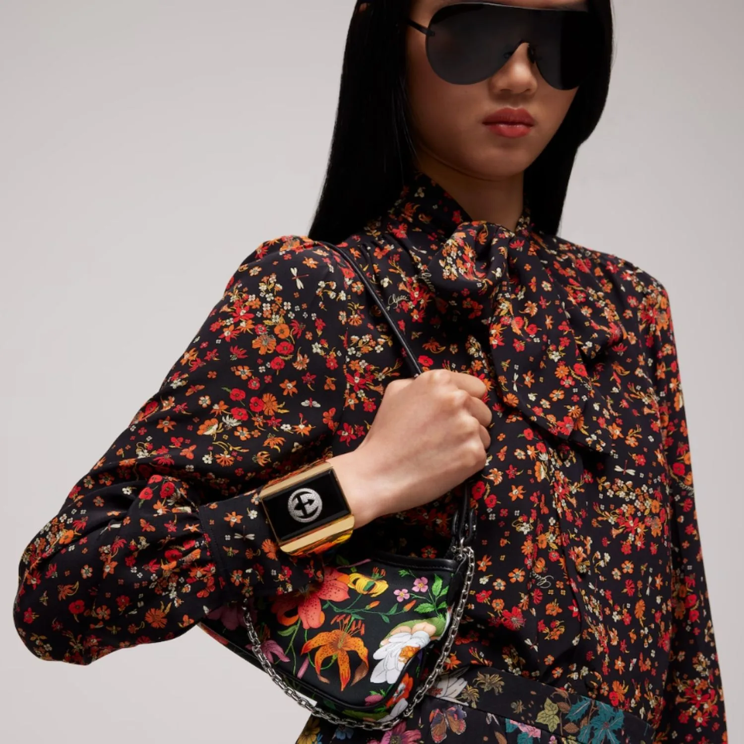 Alternative view of Gucci Gossip Small Shoulder Bag / Black/ Multicolor Silver Hardware