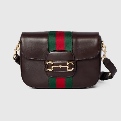 Gucci Horsebit 1955 Small Shoulder Bag / Dark Brown Gold Hardware - Image 4