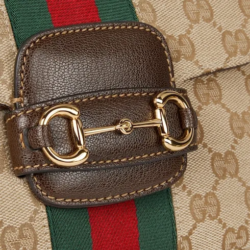 Gucci Horsebit 1955 Small Shoulder Bag / Sand And Dark Brown Gold Hardware - Image 7