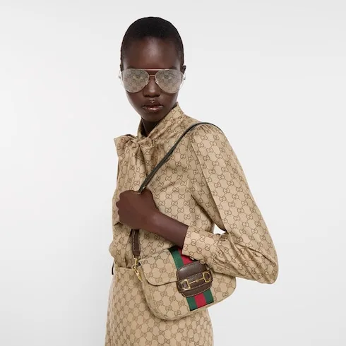 Alternative view of Gucci Horsebit 1955 Small Shoulder Bag / Sand And Dark Brown Gold Hardware