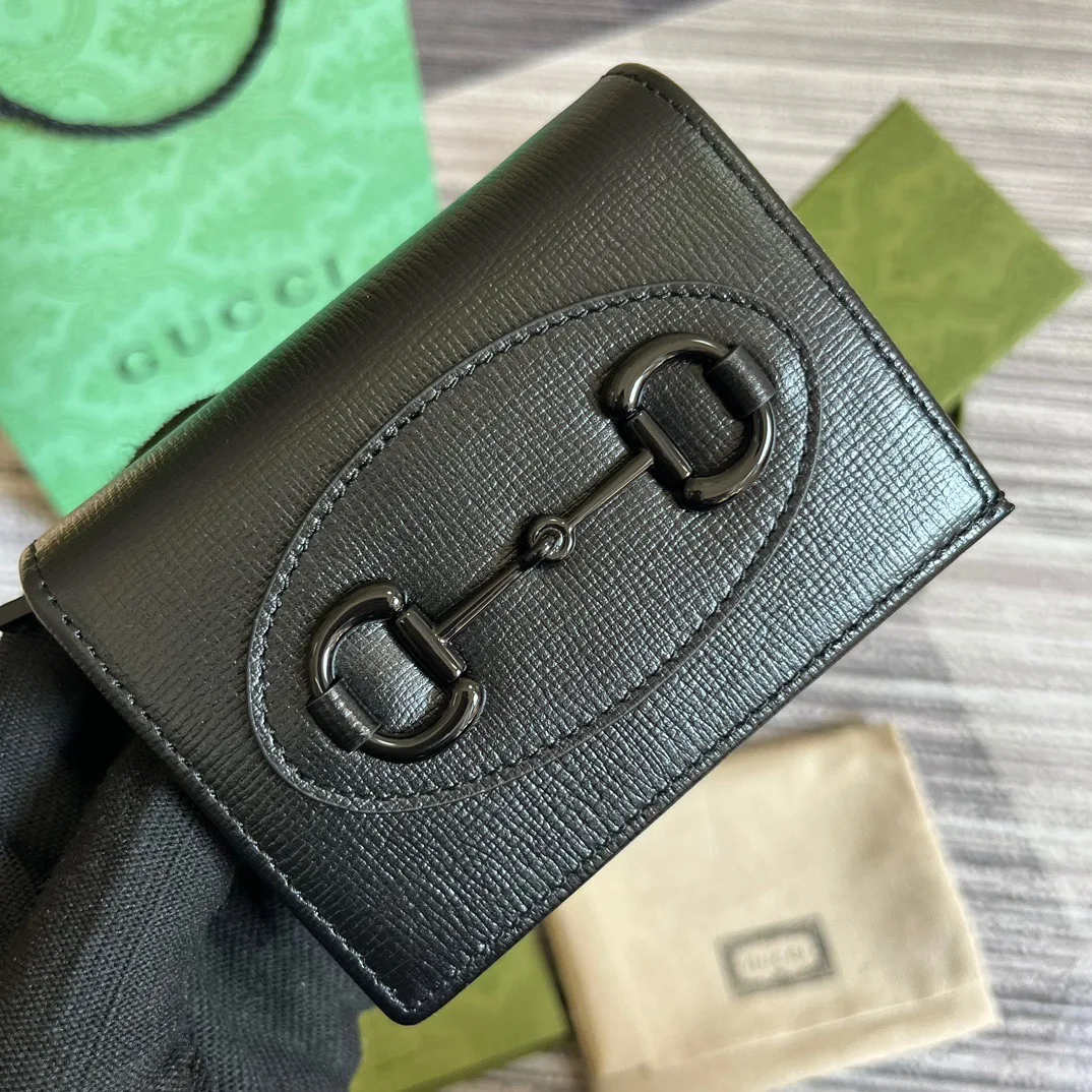 Alternative view of Gucci GG Horsebit 1955 Card Case Wallet Black 1AAJ8 1000 /