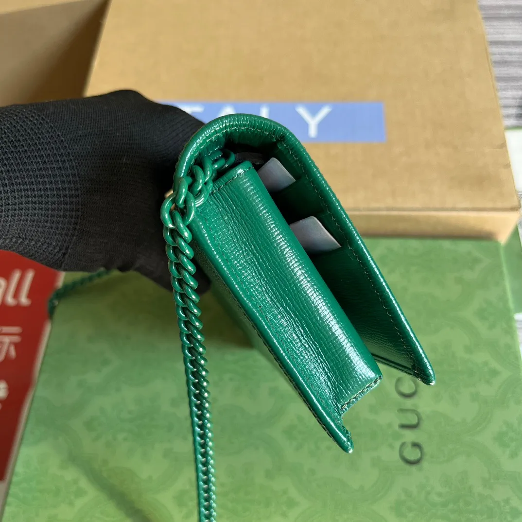 GG Horsebit 1955 Wallet With Chain Orange/Green 1AAJ8 7519 / - Image 12