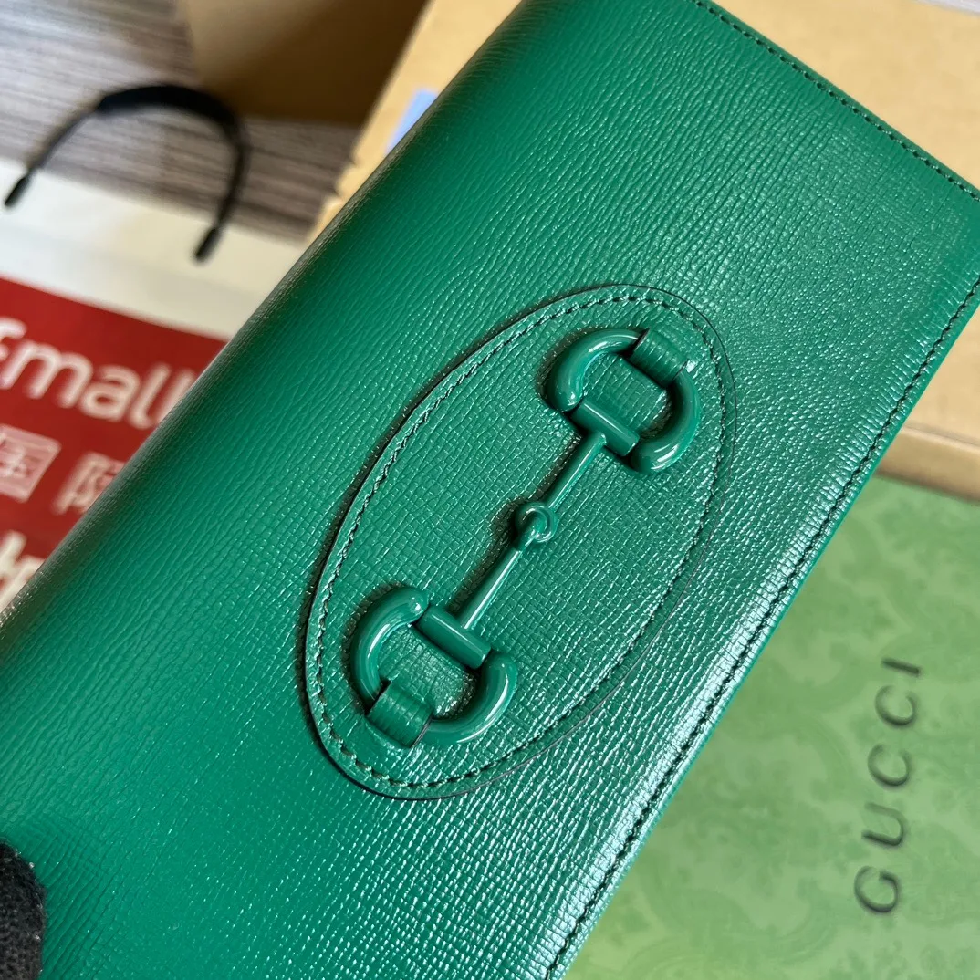 GG Horsebit 1955 Wallet With Chain Orange/Green 1AAJ8 7519 / - Image 13