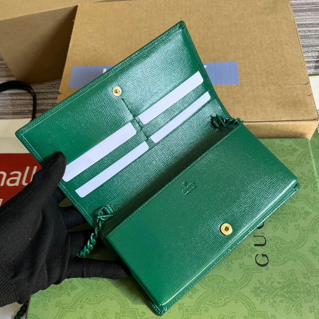 GG Horsebit 1955 Wallet With Chain Orange/Green 1AAJ8 7519 / - Image 15