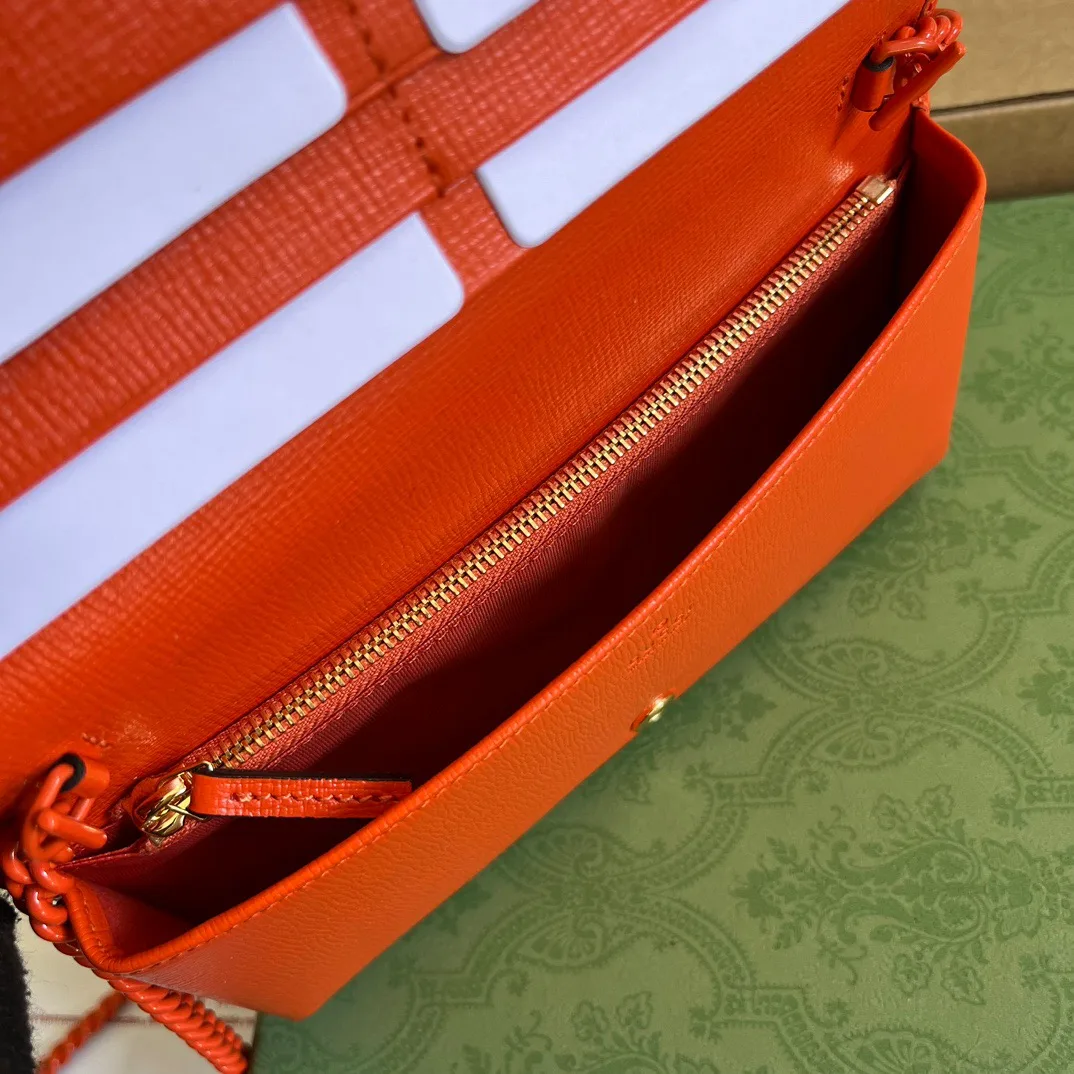 GG Horsebit 1955 Wallet With Chain Orange/Green 1AAJ8 7519 / - Image 9