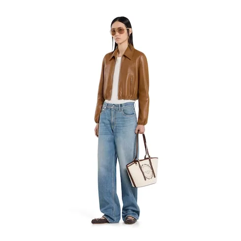 Alternative view of Gucci Horsebit Ballet Flats Beige/ Dark Brown Canvas