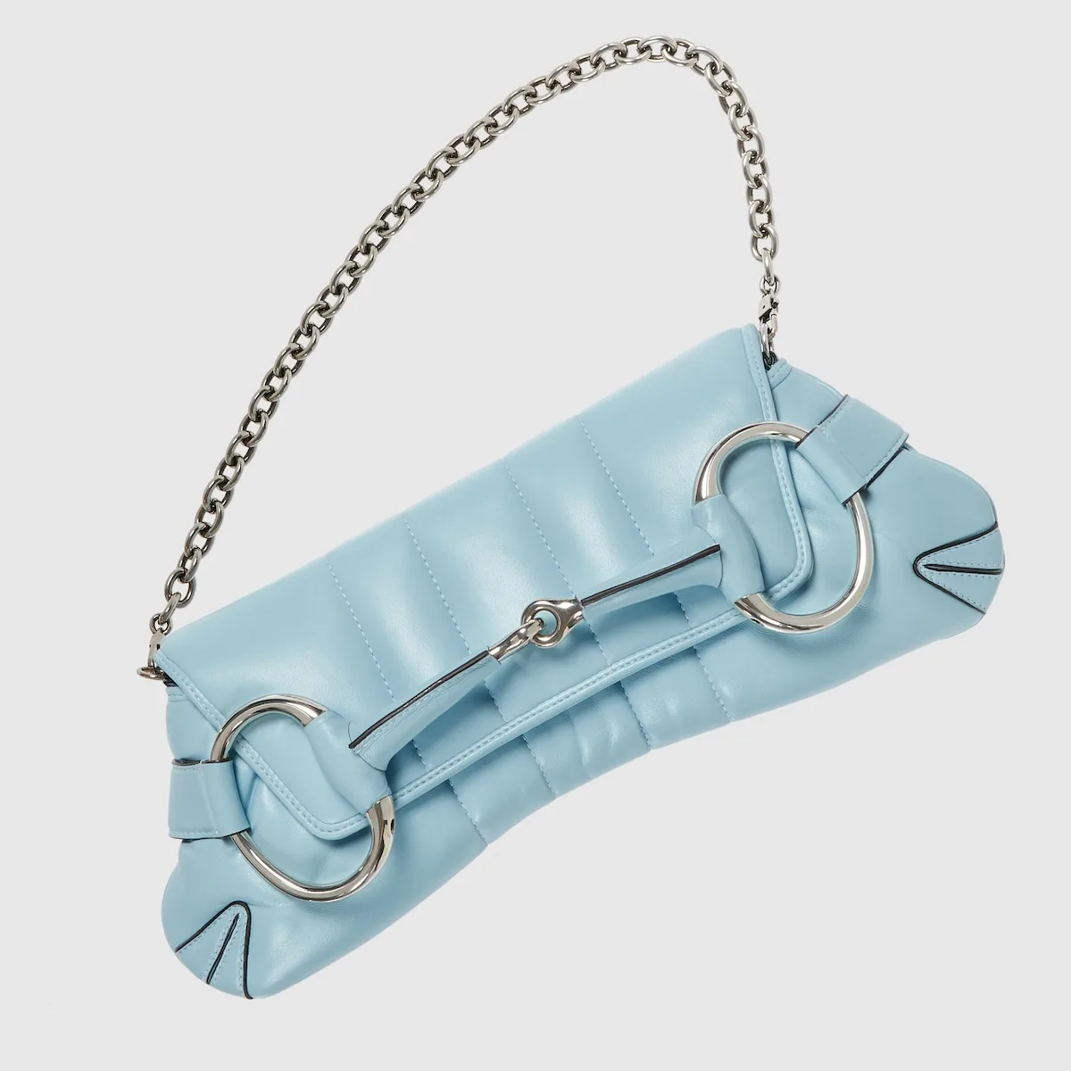 Gucci Horsebit Chain Medium Shoulder Bag Light Blue 15 Inches/ - Image 3