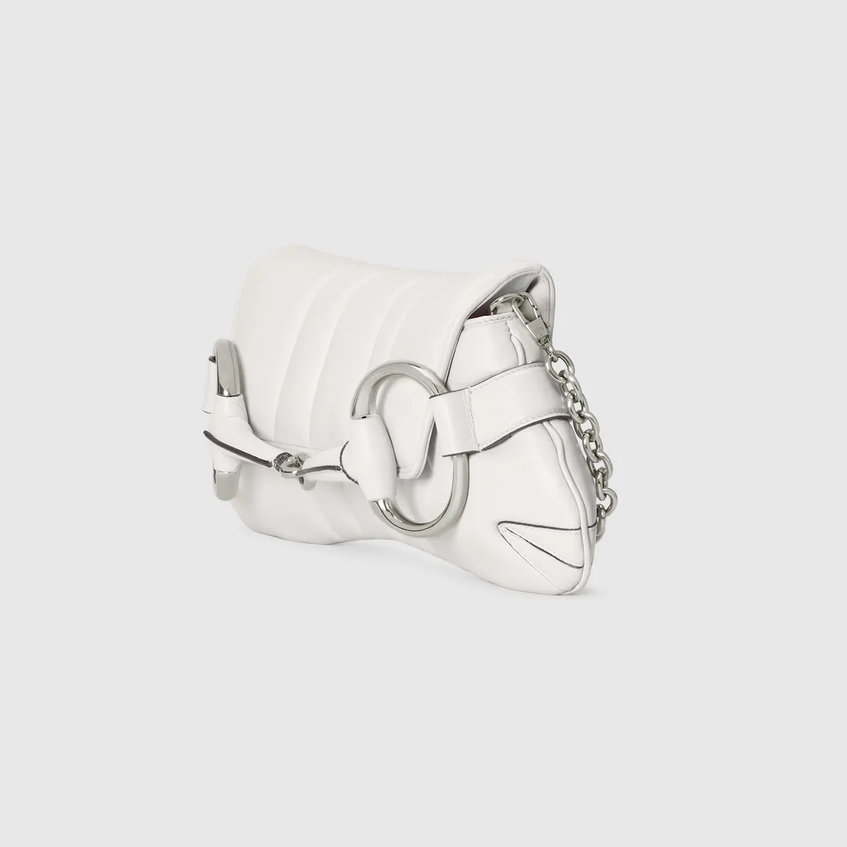 Gucci Horsebit Chain Medium Shoulder Bag White 15 Inches/ - Image 8