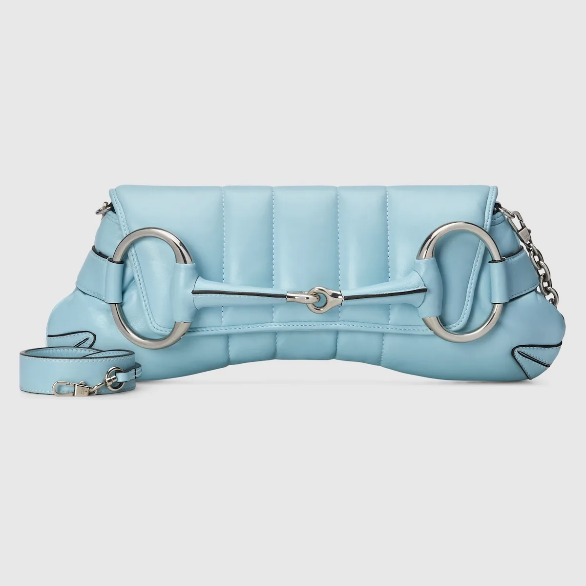 Gucci Horsebit Chain Medium Shoulder Bag Light Blue 15 Inches/ - Image 8