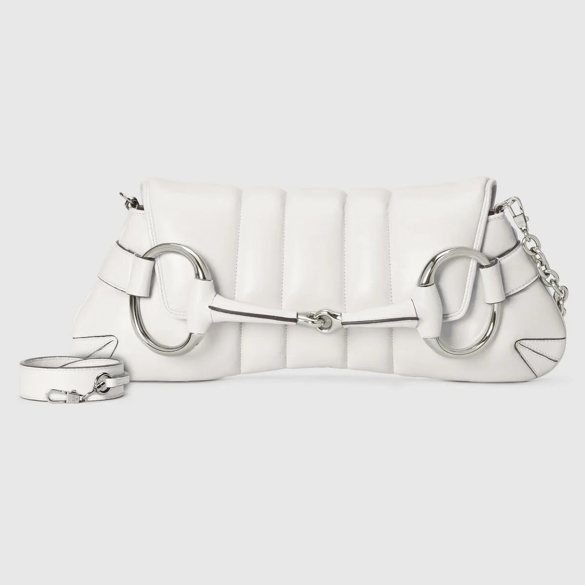 Gucci Horsebit Chain Medium Shoulder Bag White 15 Inches/ - Image 7