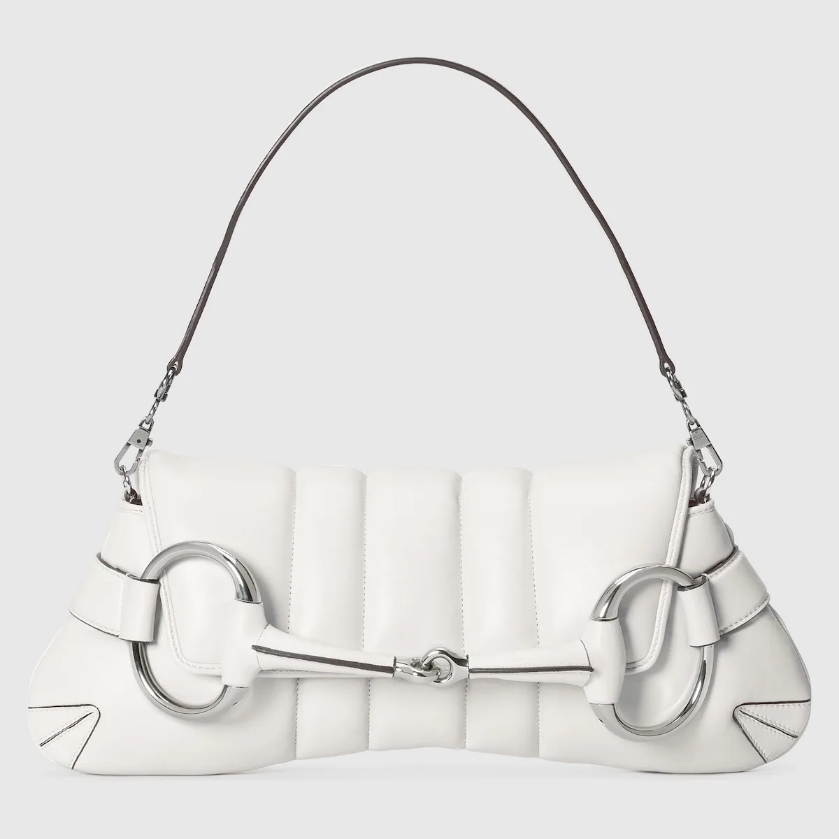 Gucci Horsebit Chain Medium Shoulder Bag White 15 Inches/ - Image 5