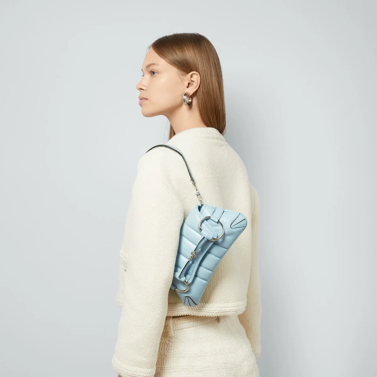 Alternative view of Gucci Horsebit Chain Small Shoulder Bag Light Blue 10.6 Inches/