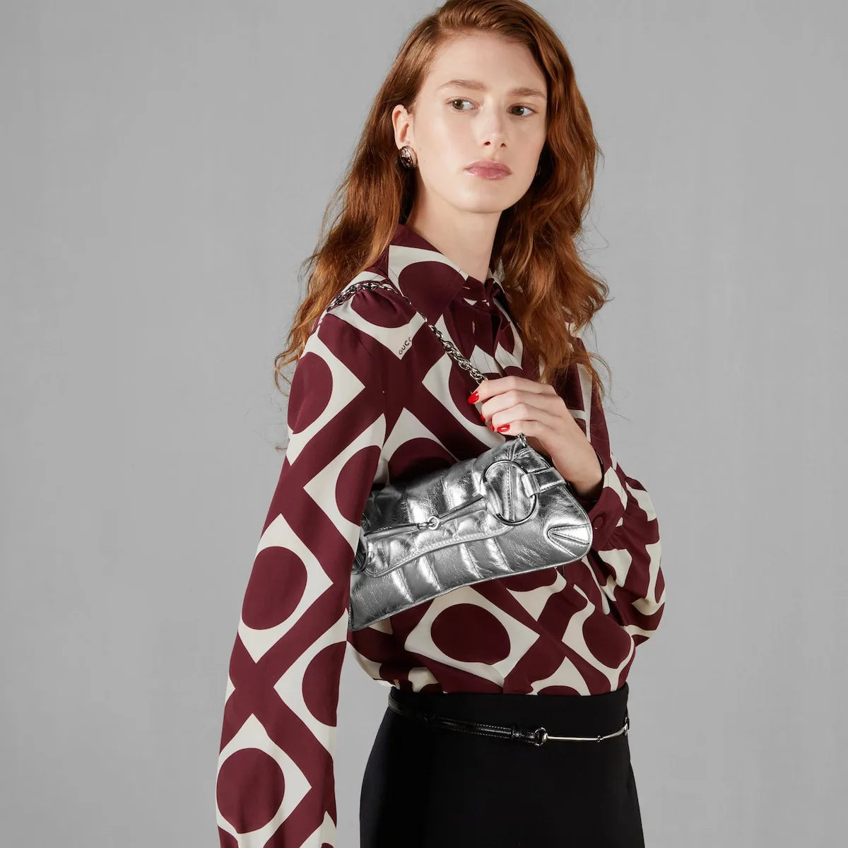 Alternative view of Gucci Horsebit Chain Small Shoulder Bag Silver 10.6 Inches/