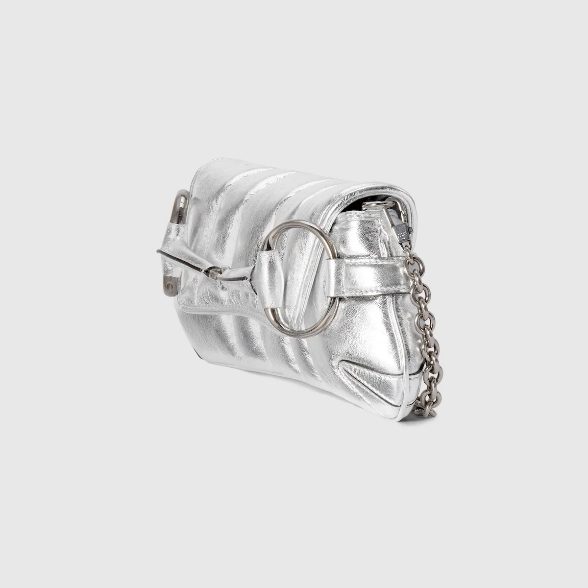Gucci Horsebit Chain Small Shoulder Bag Silver 10.6 Inches/ - Image 3