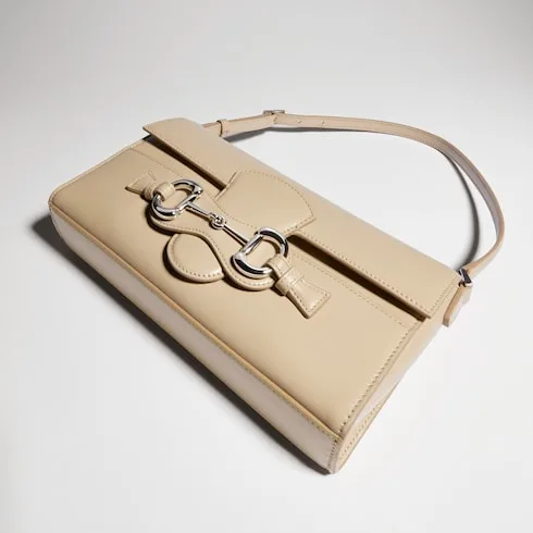 Gucci Horsebit Ristretto Medium Shoulder Bag / Beige Silver Hardware A0020Y AAGRB 9730 - Image 6
