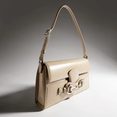 Gucci Horsebit Ristretto Medium Shoulder Bag / Beige Silver Hardware A0020Y AAGRB 9730 - Image 5