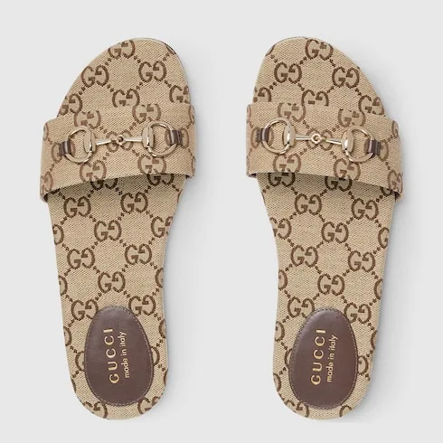 Gucci Horsebit Slide Sandals Beige/ Dark Brown - Image 6