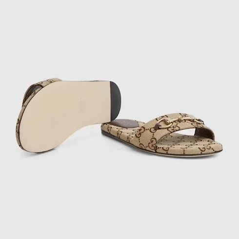 Gucci Horsebit Slide Sandals Beige/ Dark Brown - Image 3